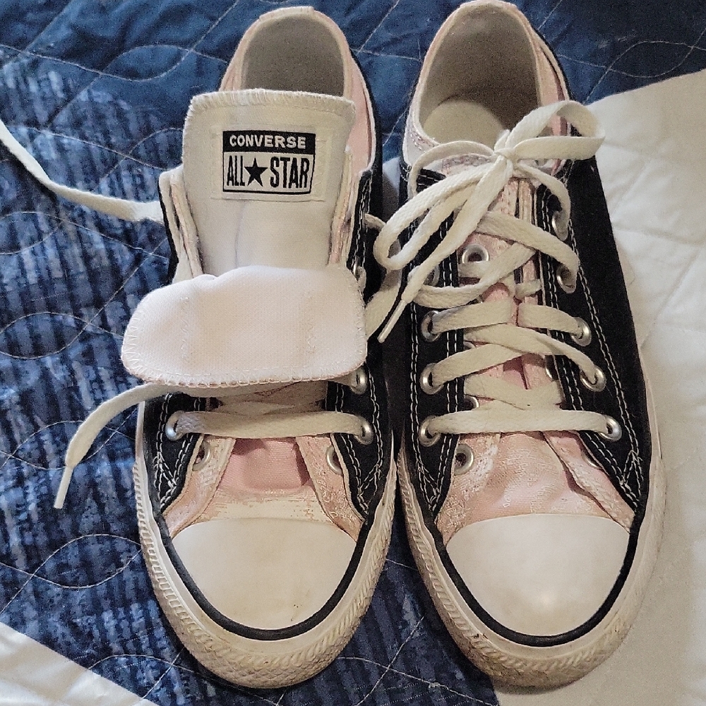 Converse All Star Black and Light Pink Shoes